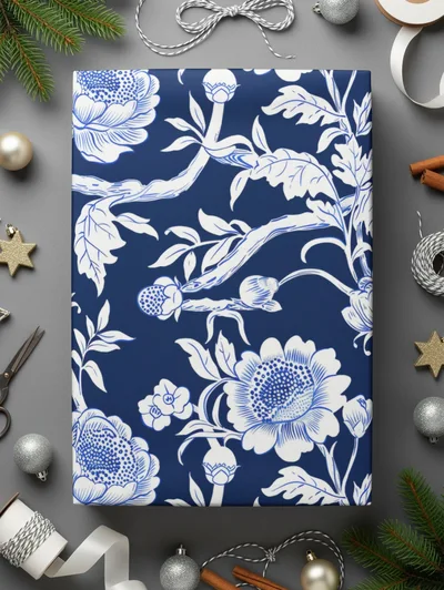 Blue Seamless Chinoiserie Flower Pattern Digital
