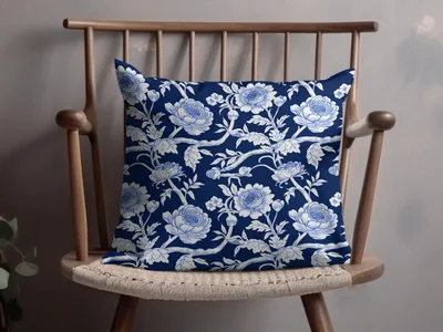 Blue Seamless Chinoiserie Flower Pattern Digital