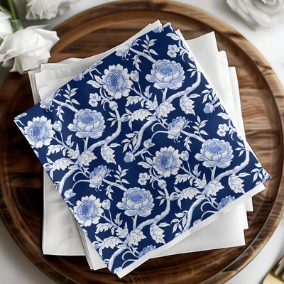 Blue Seamless Chinoiserie Flower Pattern Digital