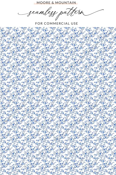 Blue Seamless Chinoiserie Pattern Digital