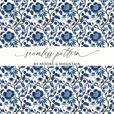 Blue Seamless Chinoiserie Pattern Digital