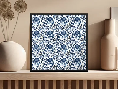 Blue Seamless Chinoiserie Pattern Digital
