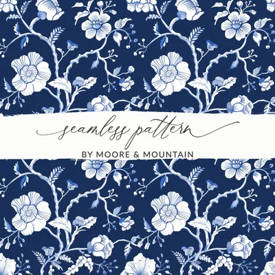 Blue Seamless Chinoiserie Pattern Digital