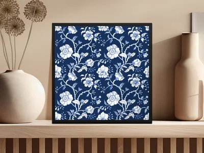 Blue Seamless Chinoiserie Pattern Digital