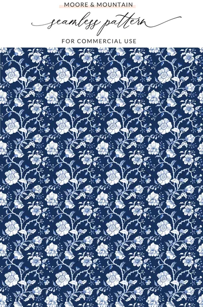 Blue Seamless Chinoiserie Pattern Digital