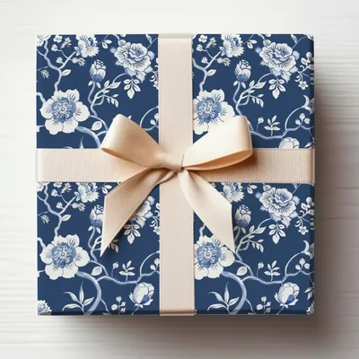 Blue Seamless Chinoiserie Pattern Floral Vines Design