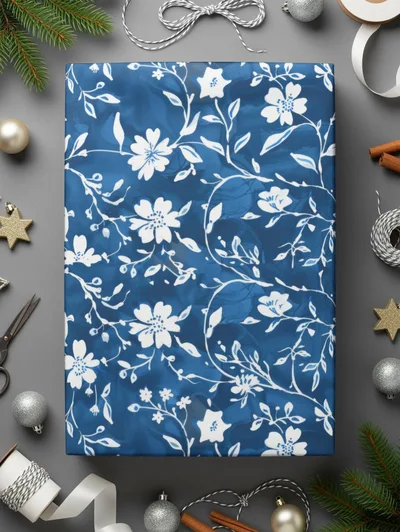 Blue Seamless Chinoiserie Pattern Vintage Flower Vines