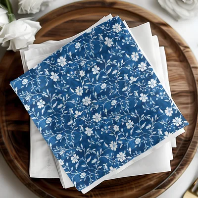 Blue Seamless Chinoiserie Pattern Vintage Flower Vines