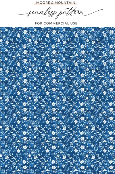 Blue Seamless Chinoiserie Pattern Vintage Flower Vines