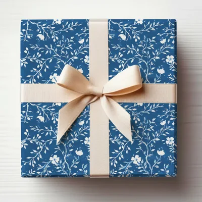 Blue Seamless Chinoiserie with Floral and Leafy Pattern