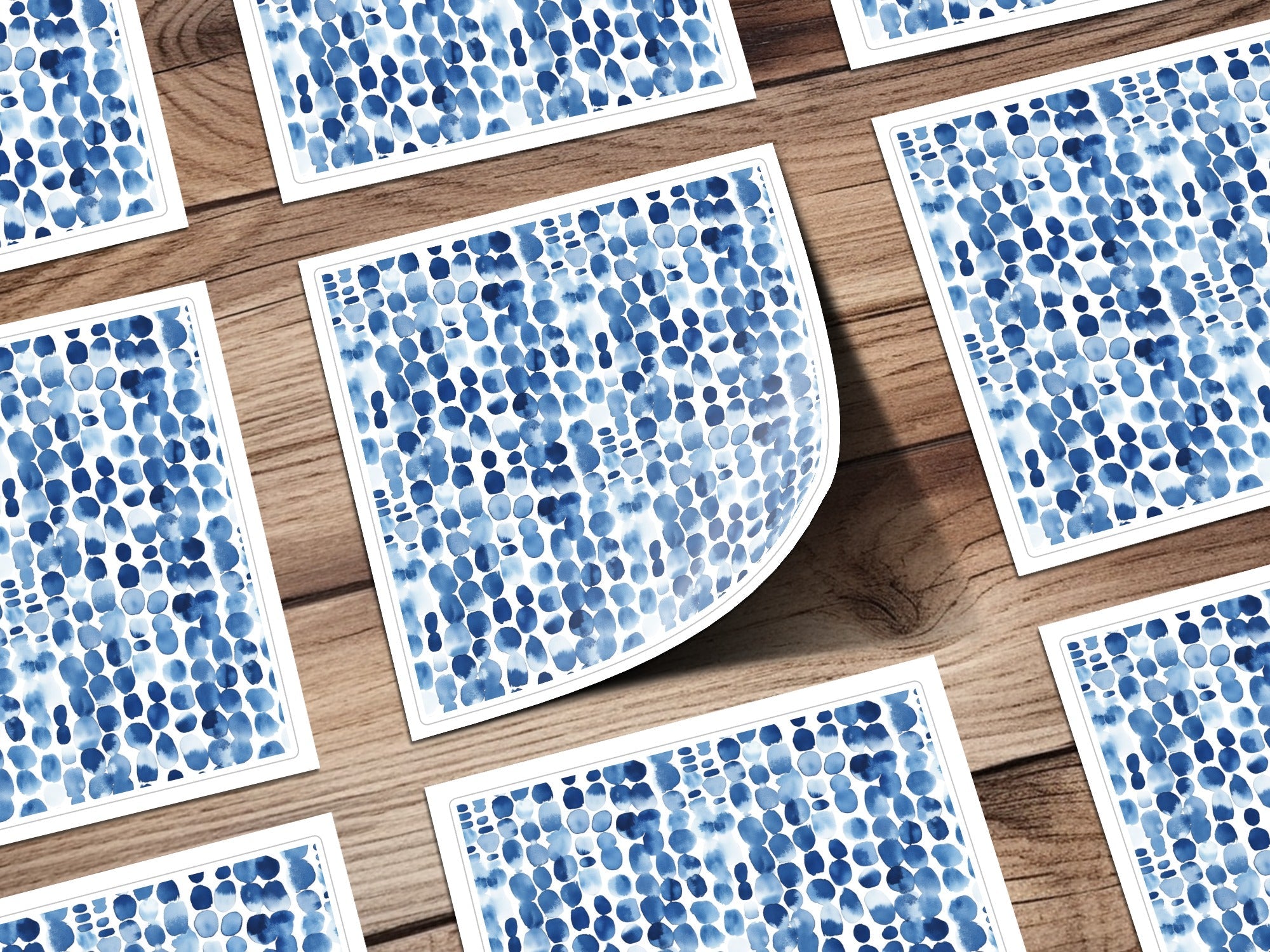 Blue Shibori Indigo Ink, Seamless Watercolor Geometric Pattern, Digital Paper, Fabric Design, Scrapbooking, Backgrounds, Graphic Design