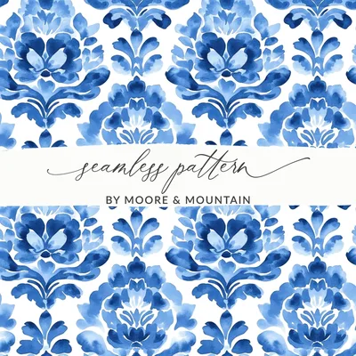 Blue Shibori Indigo Ink Seamless Watercolor Geometric Pattern Digital Product, Floral Damask, Indigo Texture, Fabric Design, Scrapbooking