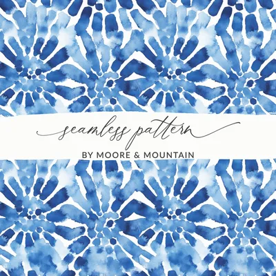 Blue Shibori Seamless Watercolor Geometric Pattern Digital, Indigo Ink Texture Print, Repeatable Design