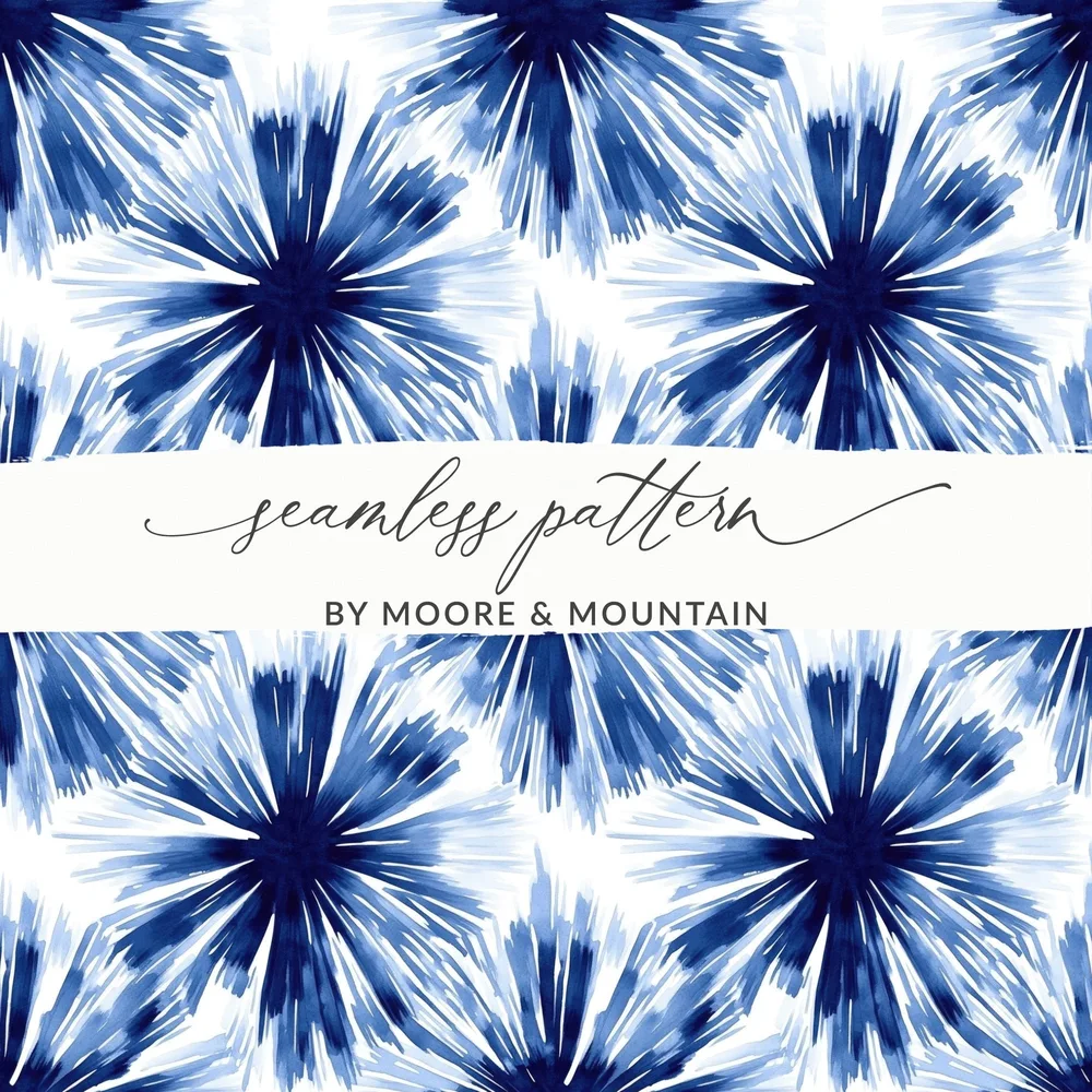 Blue Shibori Seamless Watercolor Geometric Pattern, Indigo Ink Digital Paper, Abstract Shibori Design, Seamless Digital Pattern