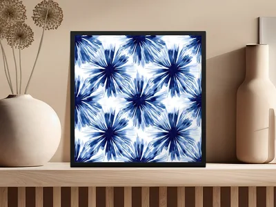 Blue Shibori Seamless Watercolor Geometric Pattern, Indigo Ink Digital Paper, Abstract Shibori Design, Seamless Digital Pattern