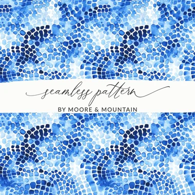 Blue Shibori Seamless Watercolor Geometric Pattern, Indigo Ink Digital Paper, Modern Abstract Tile Design, Repeatable Fabric Print