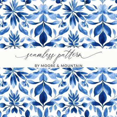 Blue Shibori Seamless Watercolor Geometric Pattern, Indigo Ink Texture, Digital Paper, Repeat Pattern, Fabric Design, Digital Download