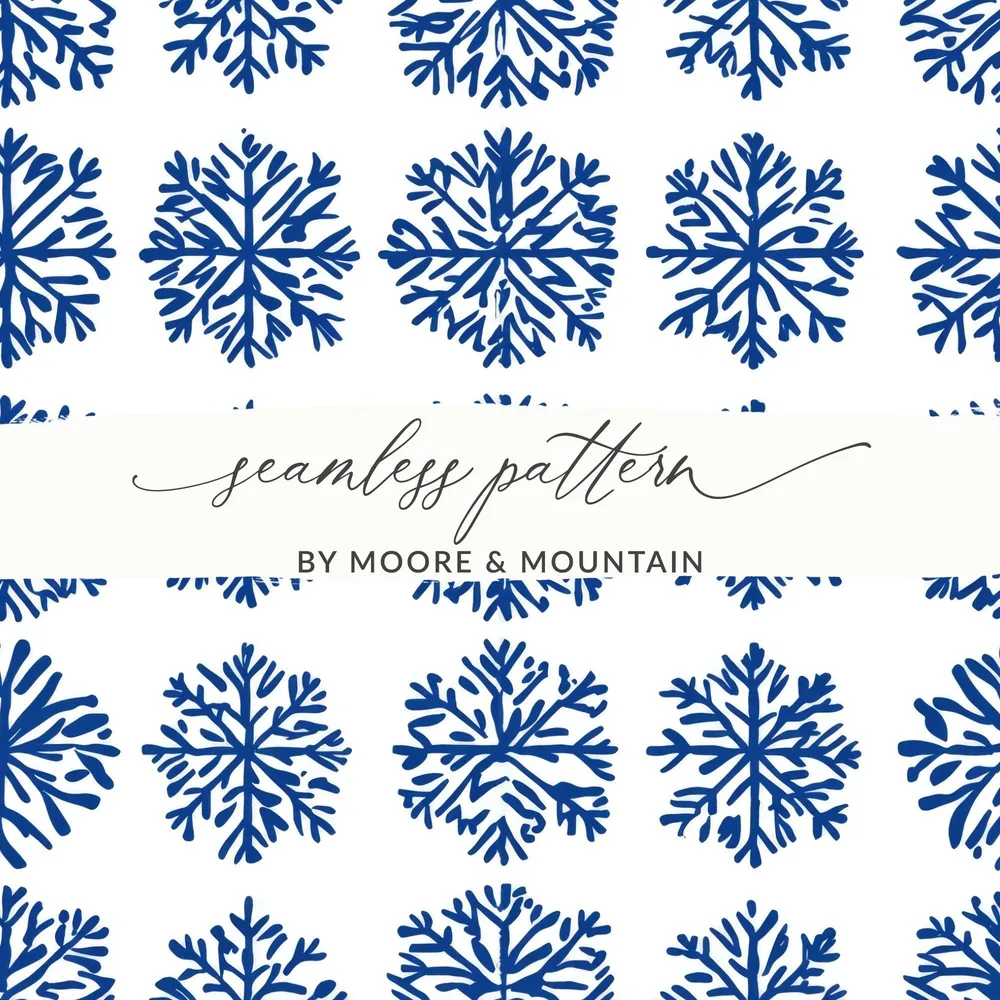 Blue Snowflake Pattern Digital Paper, Winter Seamless Background, Christmas Texture, Fabric Design, Scrapbooking, 12x12 JPEG