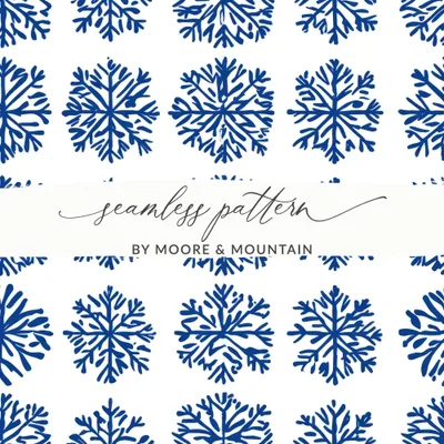 Blue Snowflake Pattern Digital Paper, Winter Seamless Background, Christmas Texture, Fabric Design, Scrapbooking, 12x12 JPEG