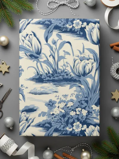 Blue Toile Digital Paper, Floral Toile Pattern, Seamless Pattern, 12x12 JPEG, Digital Download, Fabric Design, Scrapbooking Paper