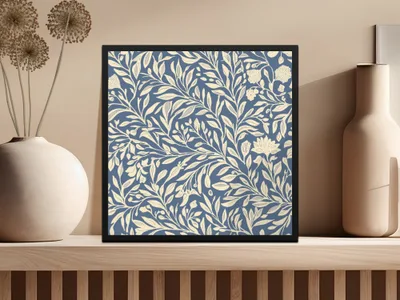 Blue William Morris Larkspur Digital Art Print Background For Commercial Use