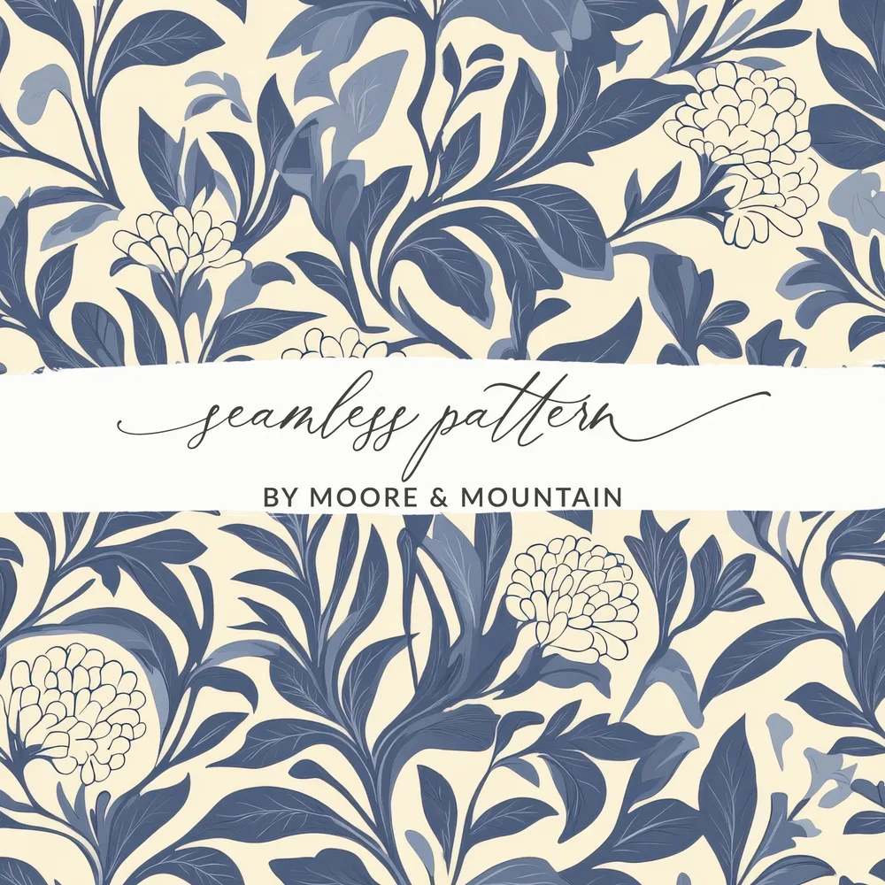 Blue William Morris Larkspur Seamless Pattern Print Digital