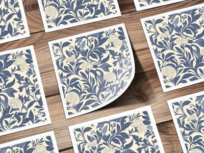 Blue William Morris Larkspur Seamless Pattern Print Digital