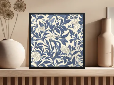 Blue William Morris Larkspur Seamless Pattern Print Digital