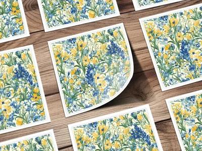 Van Gogh Seamless Pattern Blue Yellow Floral Seamless