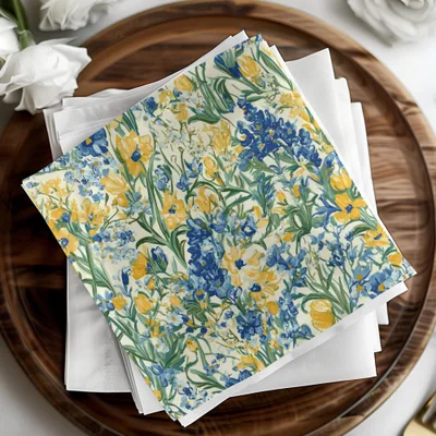 Van Gogh Seamless Pattern Blue Yellow Floral Seamless