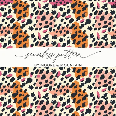 Blush and Black Wild Leopard Spots Seamless Animal Print