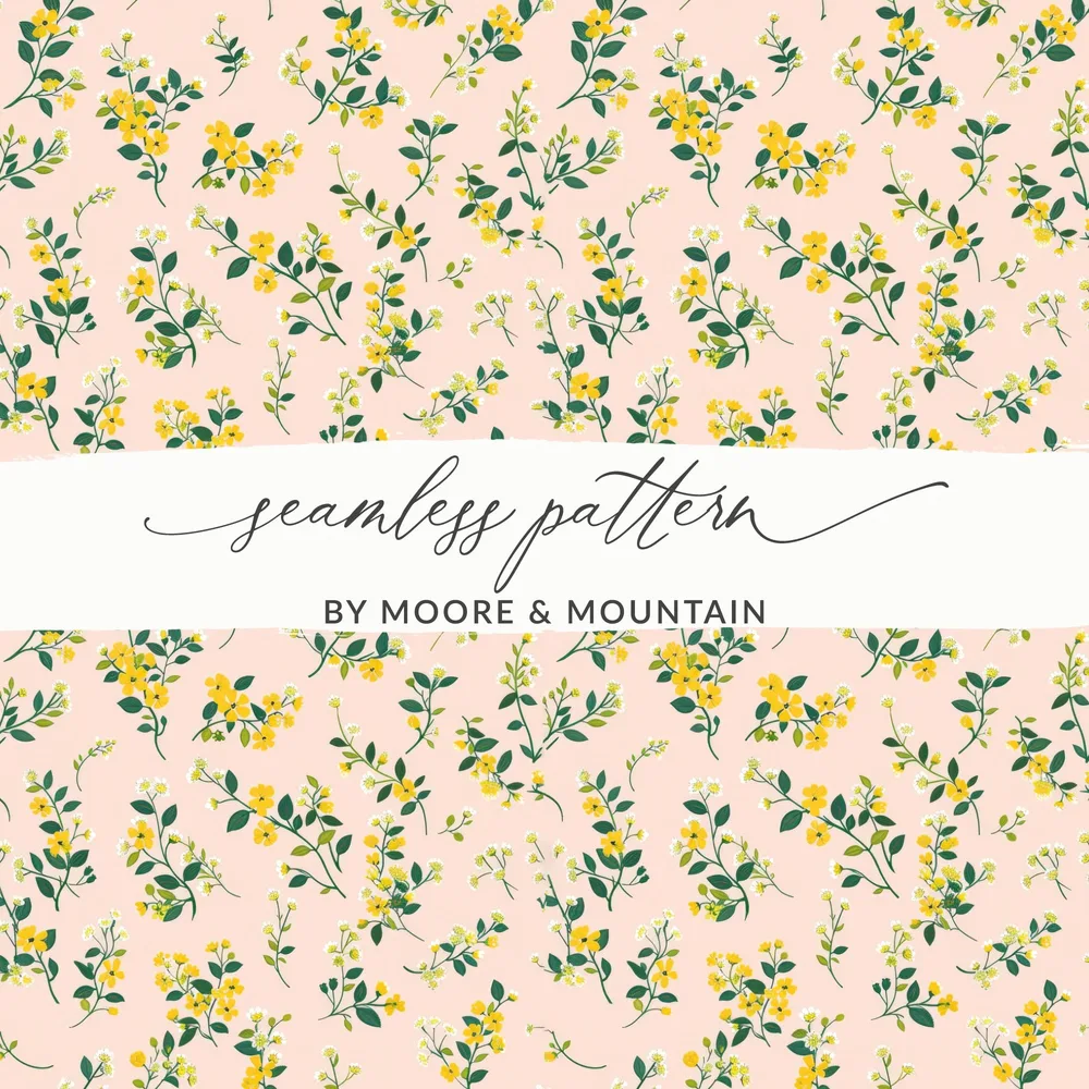 Blush and Yellow Spring Wildflowers Pattern Seamless Allover Pattern Download