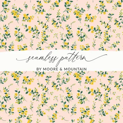 Blush and Yellow Spring Wildflowers Pattern Seamless Allover Pattern Download