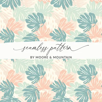 Blush Boho Abstract Seamless Art Deco Pastel Leaves Digital