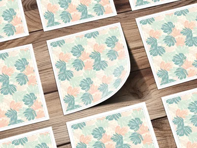 Blush Boho Abstract Seamless Art Deco Pastel Leaves Digital