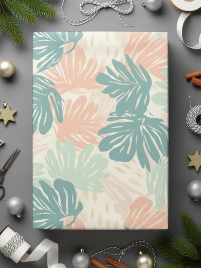 Blush Boho Abstract Seamless Art Deco Pastel Leaves Digital