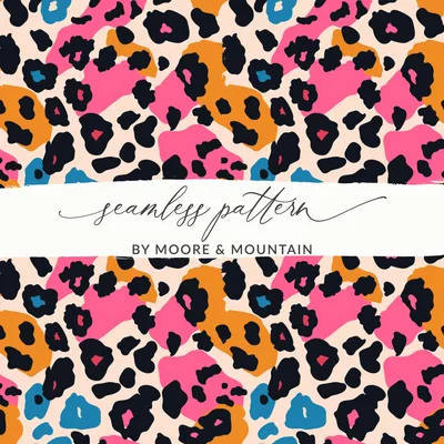 Blush Modern Animal Print Background, Multicolored Seamless Cheetah Print, Wild Leopard Spots, Digital Paper, Commercial Use