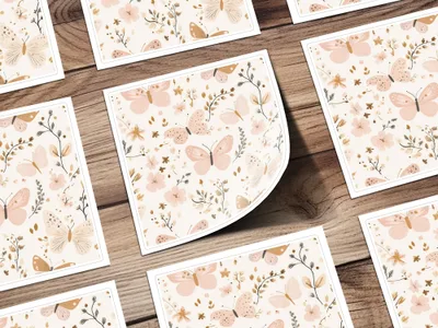 Blush Pink Boho Seamless Girly Butterflies Pattern Digital