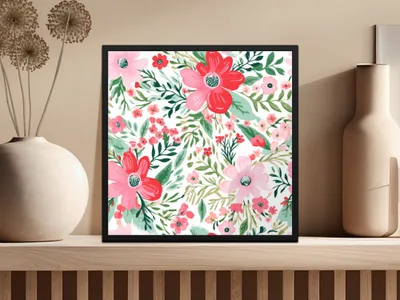 Blush Pink Christmas Ditsy Floral Seamless Pattern for POD Use