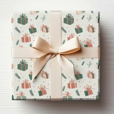 Blush Pink Cute Christmas Presents Seamless Pattern for Commercial Use Digital