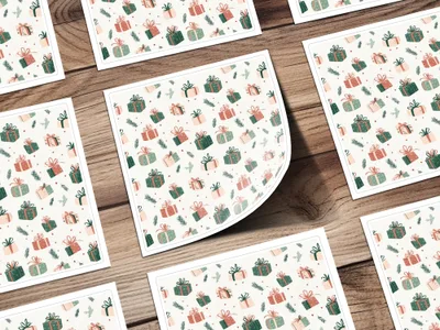 Blush Pink Cute Christmas Presents Seamless Pattern for Commercial Use Digital
