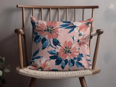Blush Pink Modern Summer Floral Pattern Blue and Navy