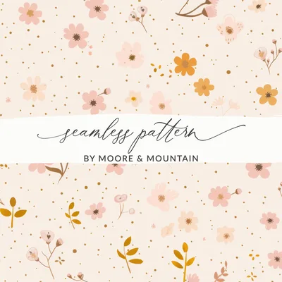 Blush Pink Modern Wildflower Seamless Watercolor Pattern