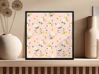 Blush Pink Seamless Wildflower Field Pattern For Commercial Use