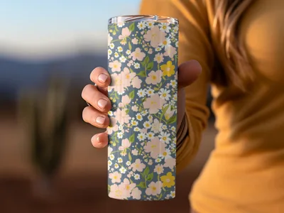 Blush Pink Spring Wildflowers Pattern Seamless Allover Pattern