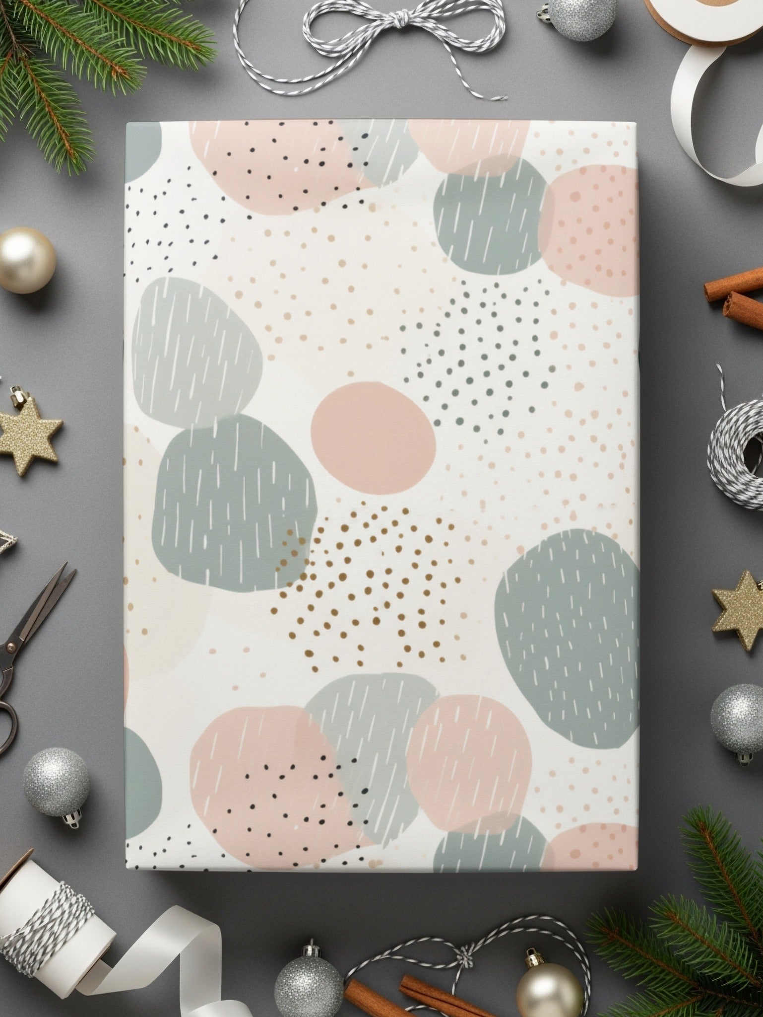 Blush Sage Green Seamless Modern Boho Background Digital
