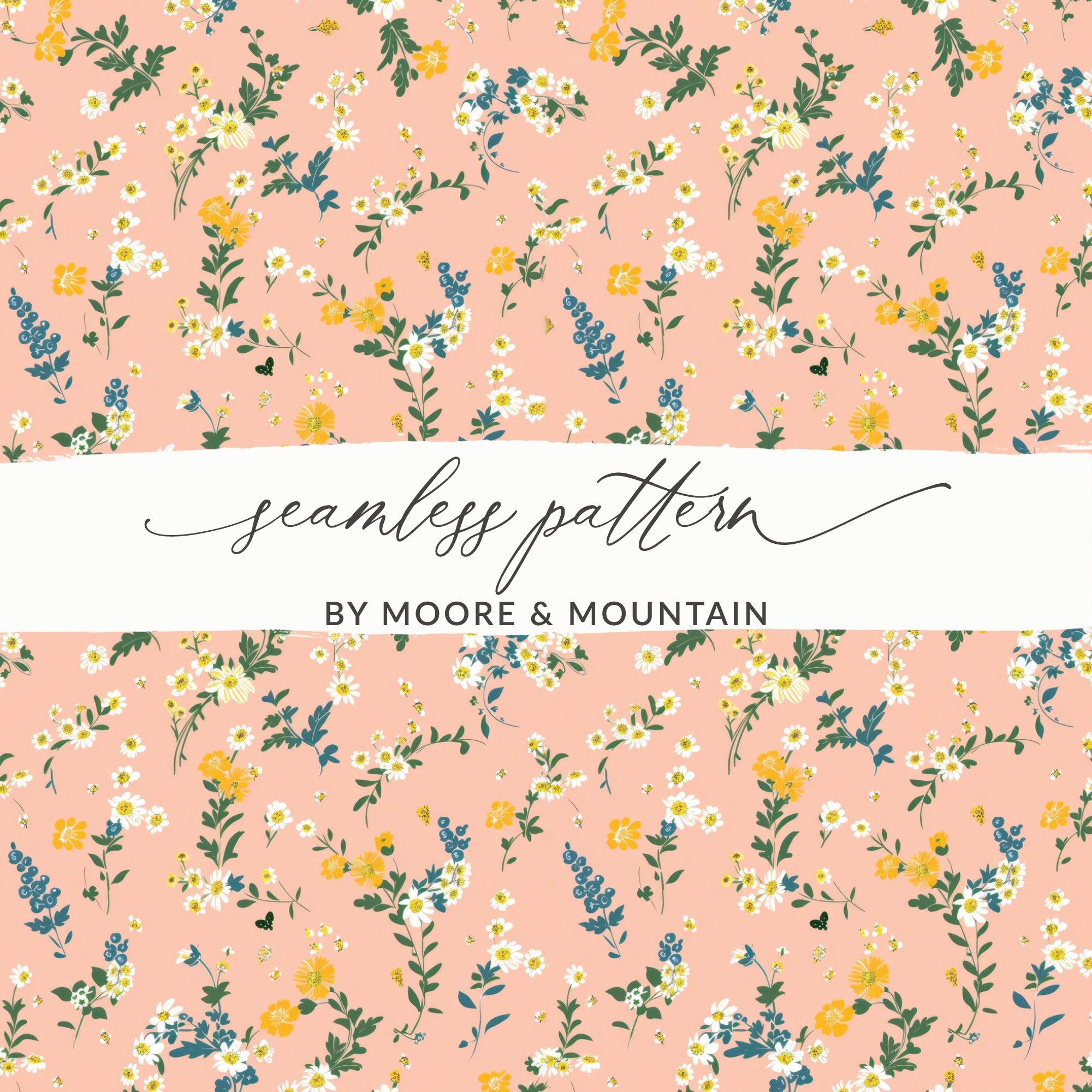 Blush Spring Wildflowers Pattern For Commercial Use Digital