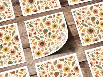 Blush Yellow Autumn Floral Boho Seamless Pattern Digital
