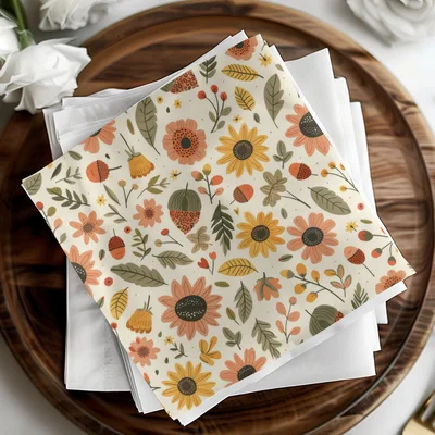 Blush Yellow Autumn Floral Boho Seamless Pattern Digital