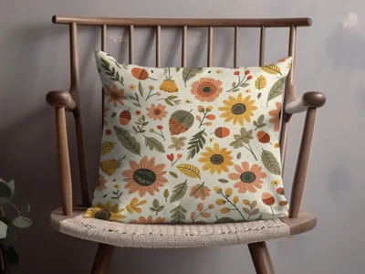 Blush Yellow Autumn Floral Boho Seamless Pattern Digital